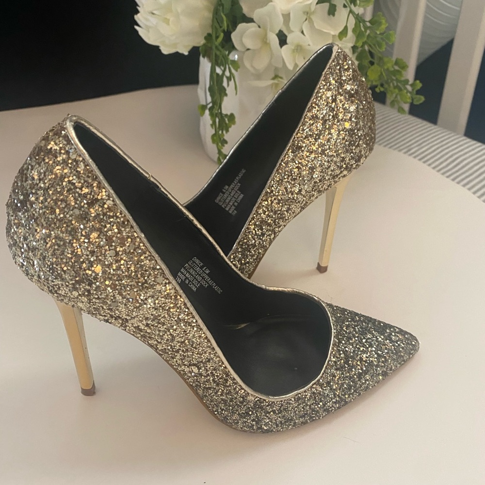Madden Girl Gold Glitter Heels